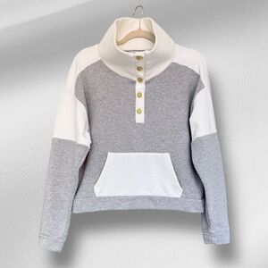 Dudley Stephens Townhill Pullover Heather Grey White French Terry XS